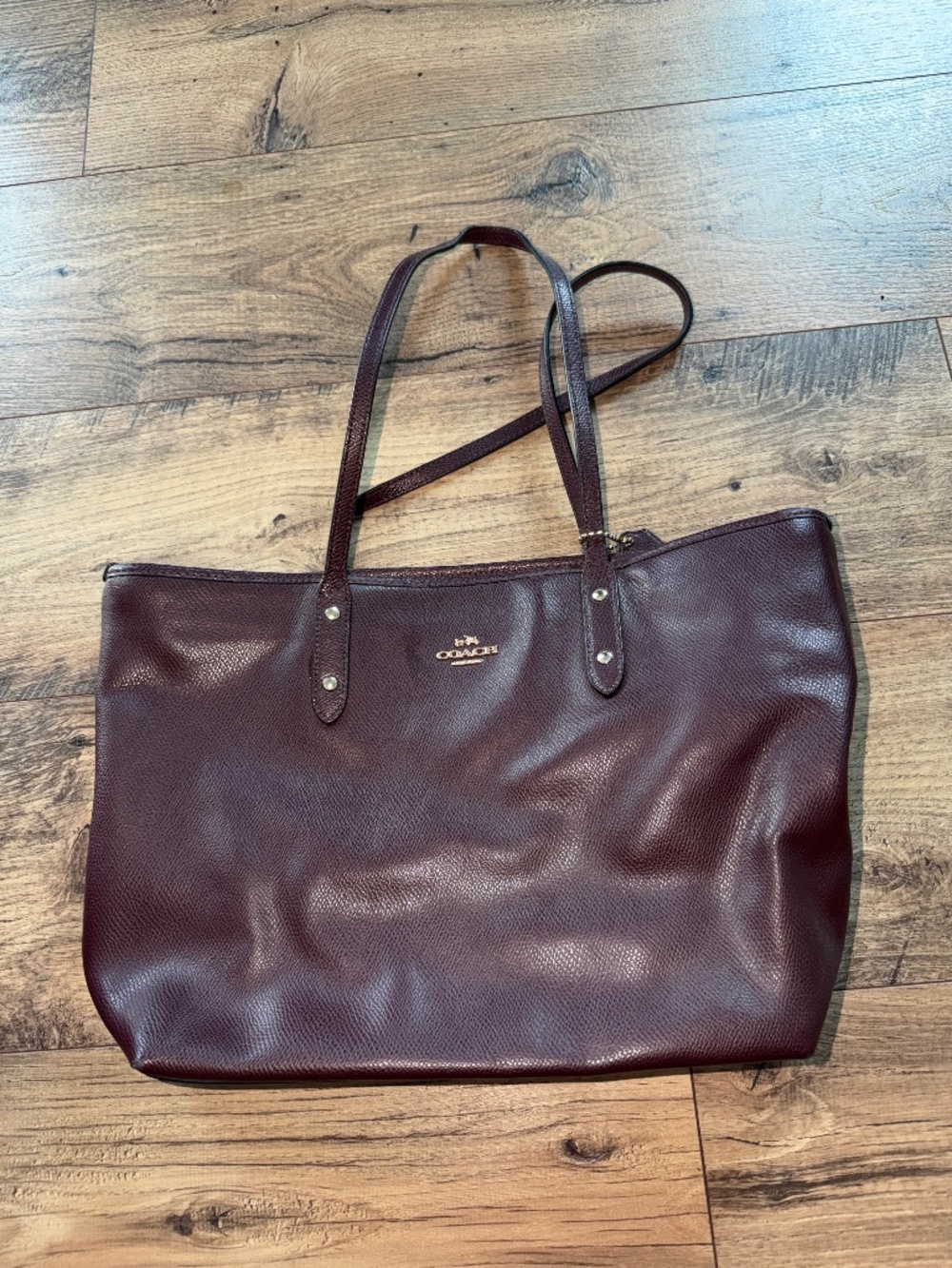Coach brown leather tote bag
